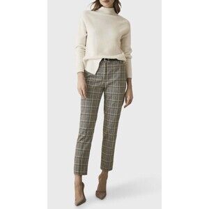 Reiss Joanne Check Mid Rise Slim Fit Silhouette Trousers US 8 Suit Pants Medium